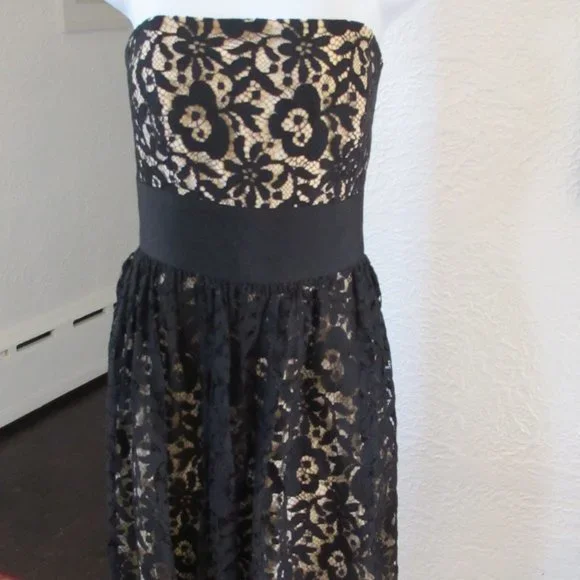 midi black lace dress Bebe Women's Lace-Up Back Midi Dress